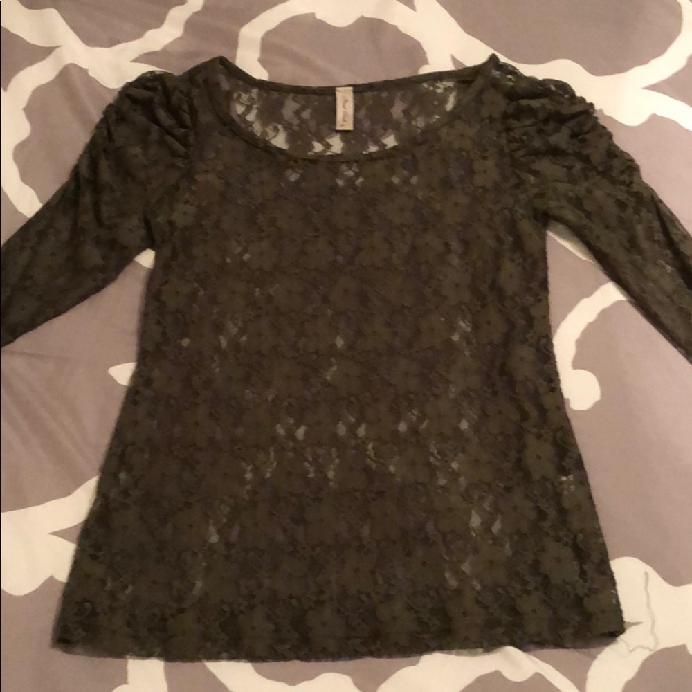 Green Lace Long Sleeve Top